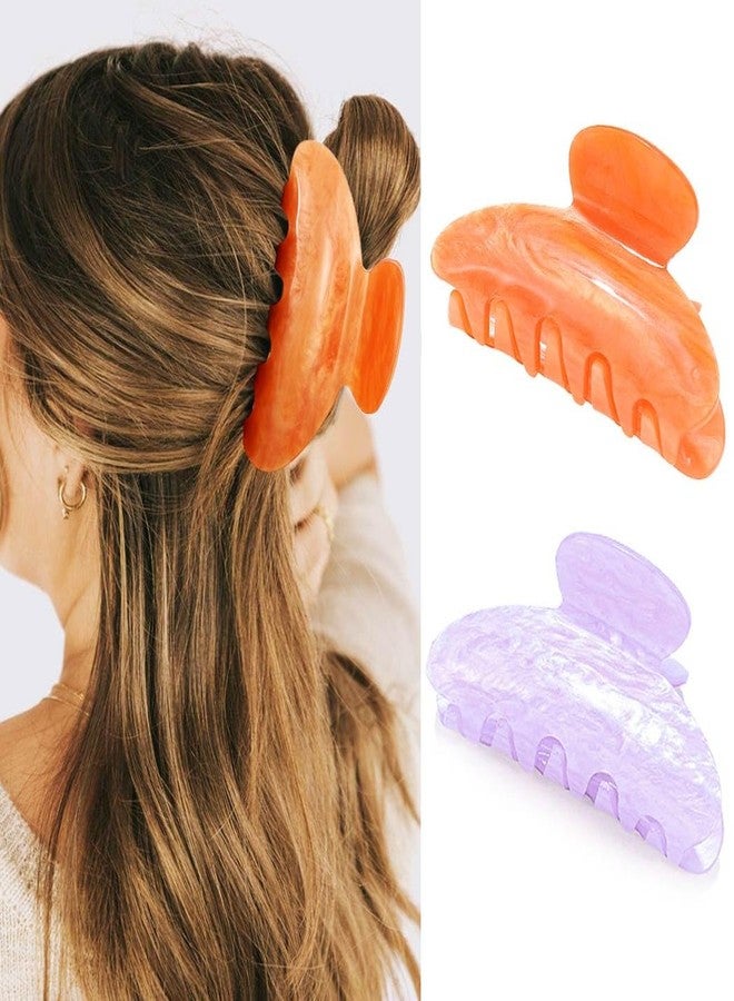 Gortin Acrylic Claw Clips Medium Hair Clips Nonslip Hair Claw for Thick Hair Fancy Hair Accessories for Women (D-Purple+Orange, Free size) - Image 1